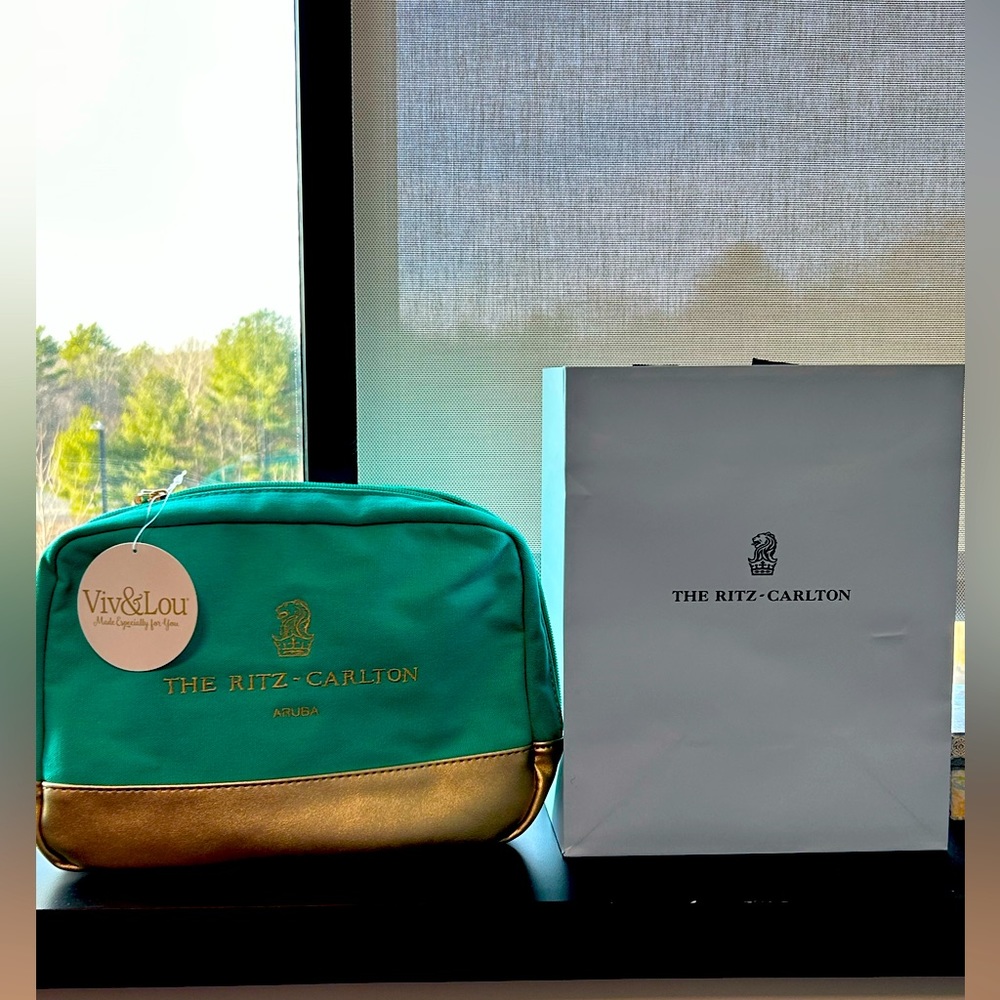 Brand New Ritz Carlton Aruba Makeup Bag and gift bag.